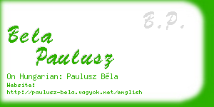 bela paulusz business card